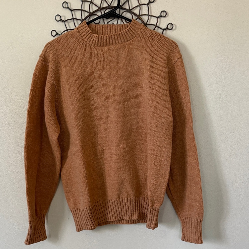 Vintage Men's Casual Crewneck Sweater in tan